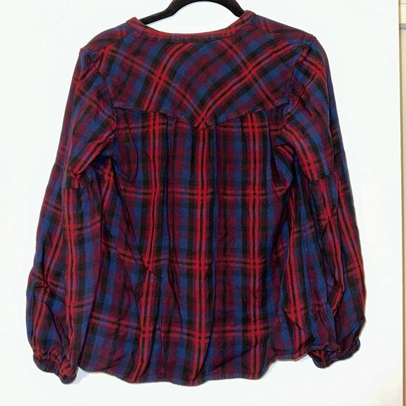 Cabi Small Caroling Style Plaid Button Down LS Womens Top Red Blue Black EUC - Picture 5 of 10